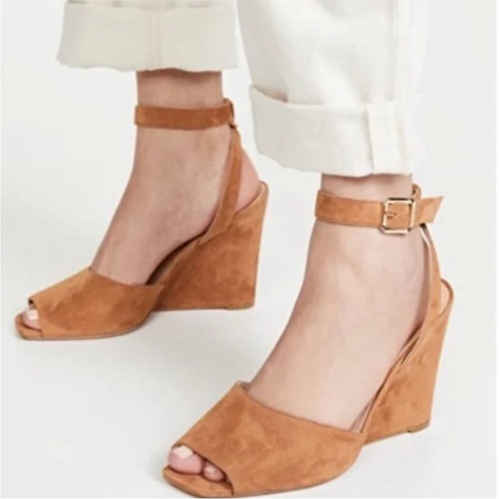 Veronica Beard Tan Suede Wedge Sandals